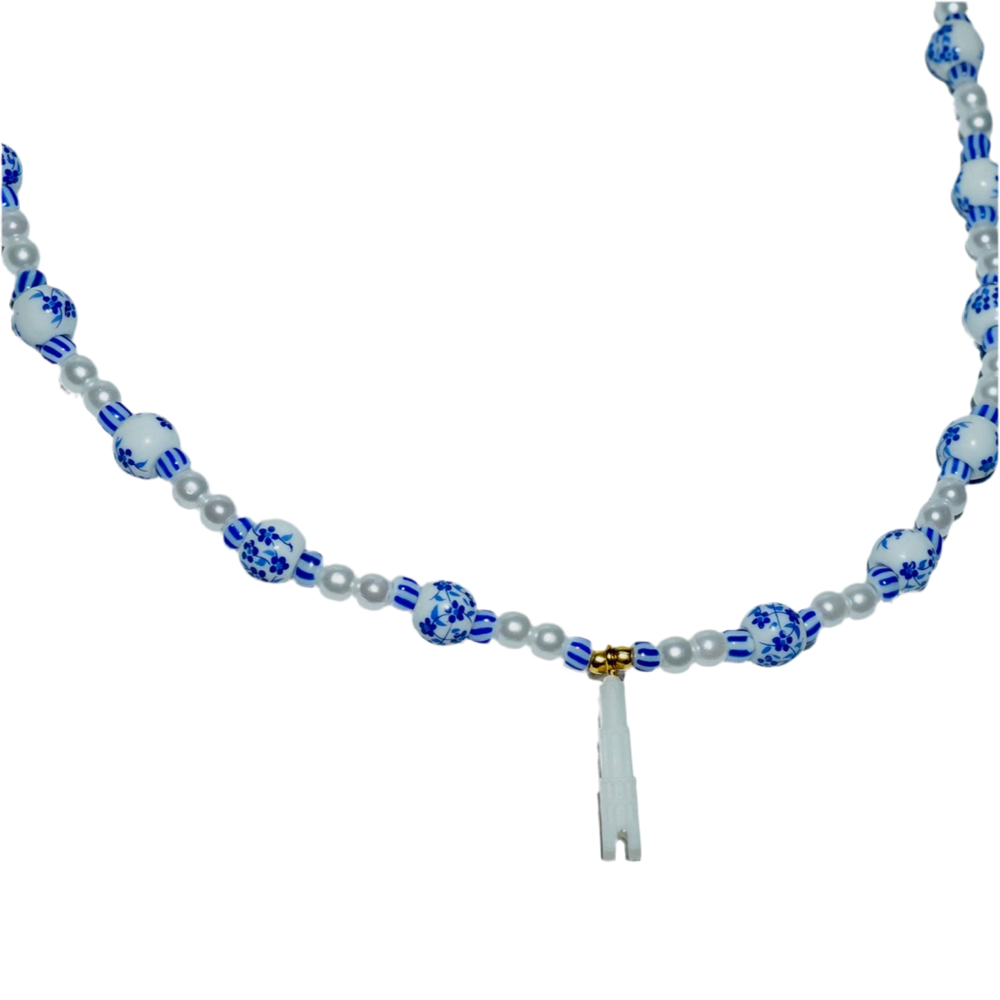 ''Dommetje Delfts Blauw'' Parelketting