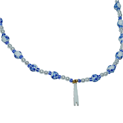 ''Dommetje Delfts Blauw'' Parelketting